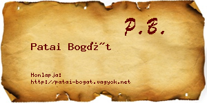 Patai Bogát névjegykártya